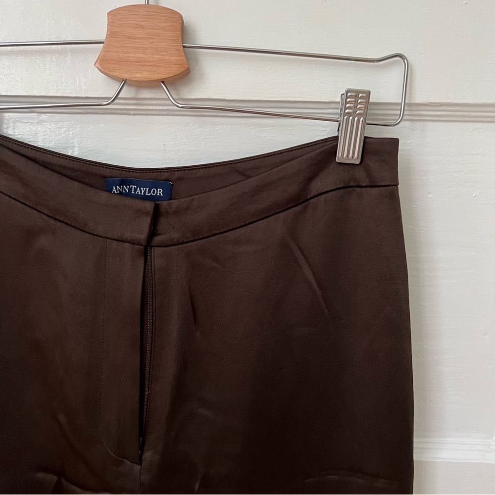 Chocolate brown satin Ann Taylor trousers
